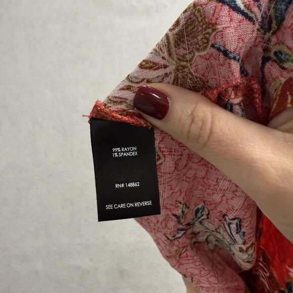 Torrid Tank Top Womens 0 Red Floral Adjustable Straps Rayon Stretch Plus Size - Picture 8 of 10